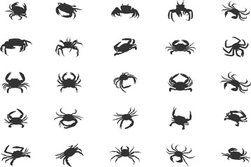 Fototapeta premium Crab silhouette, Crab icon, Crab SVG, Ocean Crab Svg, Crab vector, Crab silhouettes, Crab set