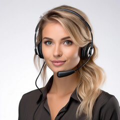 Woman customer service representative. Call center agent