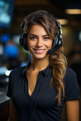 Woman customer service representative. Call center agent
