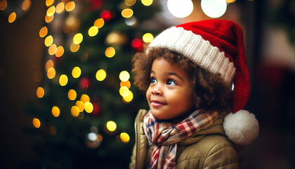 Happy kid enjoying christmas eve  and gifts