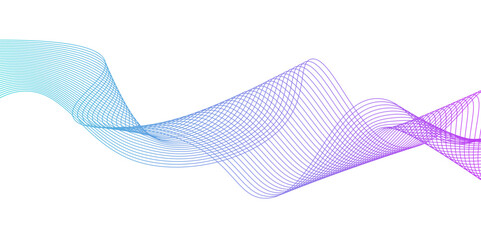 Fototapeta premium abstract lines blue gradient pink curve wave white background.Wave of the many colored lines. Abstract wavy stripes on a white background isolated. Design used for banner, template, science, business.