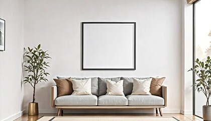Fototapeta premium Concept Mockup. White living room with a sofa