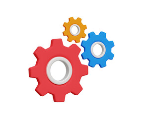 3D gear icon. Settings, process, progress business icon. Gear wheel, Cogwheel. Metal gears and cogs. 3d illustration