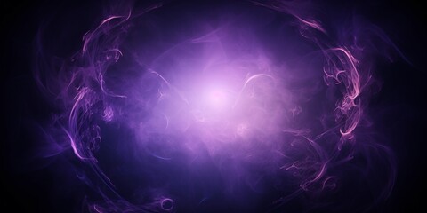 Smoke exploding outward from circular empty center, dramatic smoke or fog effect with purple scary glowing for spooky Halloween background.
