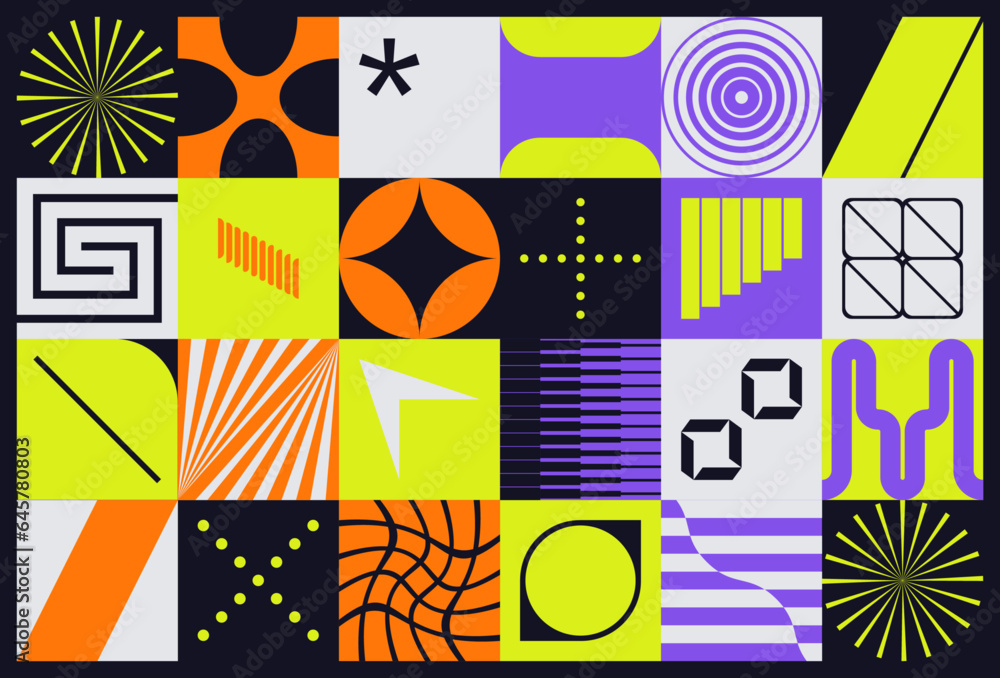 Canvas Prints abstract geometric background with modern shapes ans symbols.