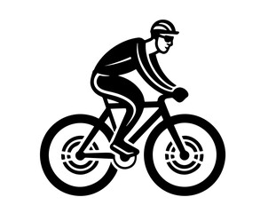 Boy riding a bike. Vector illustration character cartoon boy riding a bike in a helmet and a backpack.