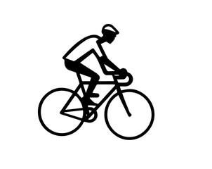 Boy riding a bike. Vector illustration character cartoon boy riding a bike in a helmet and a backpack.