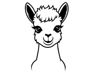 Cute llama isolated on blue background. Funny kawaii alpaca character. Cartoon flat style. Vector illustration
