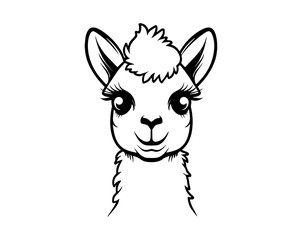 Cute llama isolated on blue background. Funny kawaii alpaca character. Cartoon flat style. Vector illustration

