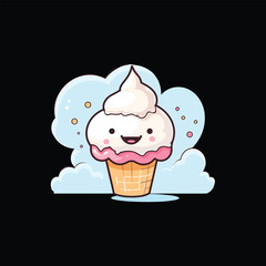 A cute ice cream  Vector Illustration , Ice Cream Cone