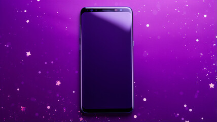 Close-up of a Cell Phone with a Purple Background