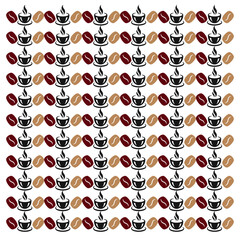 Coffee cup pattern design with coffee bean