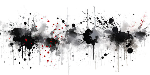 ink black spots and blots on a white background