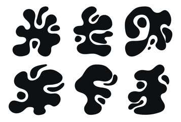 Set of trendy abstract shapes, blobs collection, hand draw blots, random blobs design black abstract forms, simple forms.