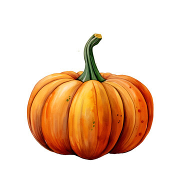 Watercolor autumn pumpkin, Generative AI, png image.