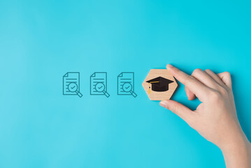 Certificate and graduation cap icon for education graduation and celebration concept, Successful...