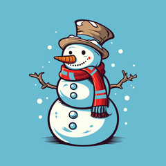 Vector Cartoon Snowman 