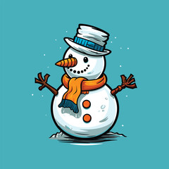 Vector Cartoon Snowman 