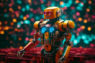 Analog screwed together human-like robot with many details