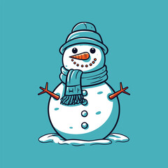 Vector Cartoon Snowman 