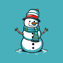 Vector Cartoon Snowman 