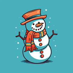 Vector Cartoon Snowman 