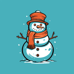 Vector Cartoon Snowman 