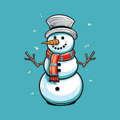 Vector Cartoon Snowman 