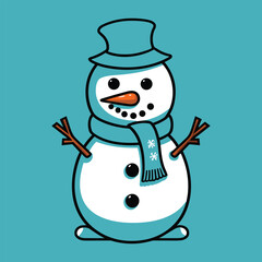 Vector Cartoon Snowman 