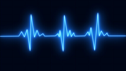 ECG diagram, Heartbeat line. Pulse trace. EKG and Cardio symbol - obrazy, fototapety, plakaty