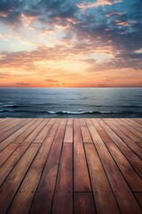 Fototapeta na wymiar wooden pier at sunset - generative ai