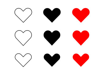 vector hearts isolated on white