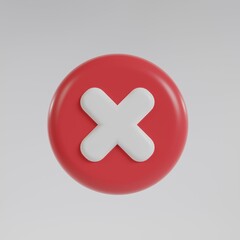 Cross icon 3d button. wrong check mark.