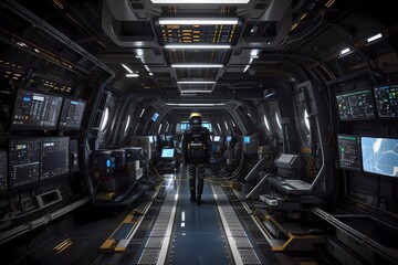 Naklejka premium future world technology using person