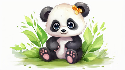 Fototapeta premium Cute Panda Cartoon