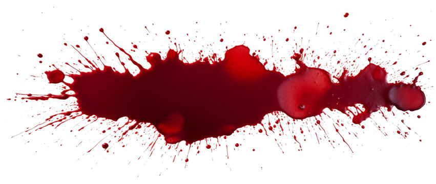 Dark Drops of blood, blood splash, blood spot. Isolated on Transparent background.


