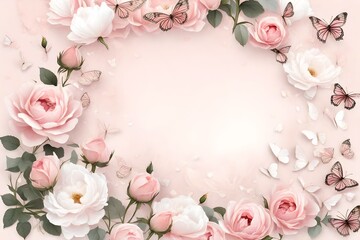 Obraz na płótnie Canvas pink roses frame