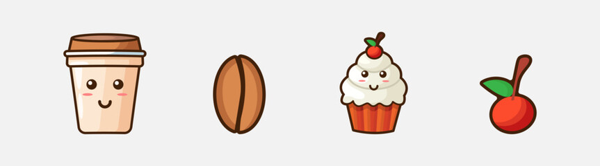 Cute coffee cup and cupcake vector design illustration