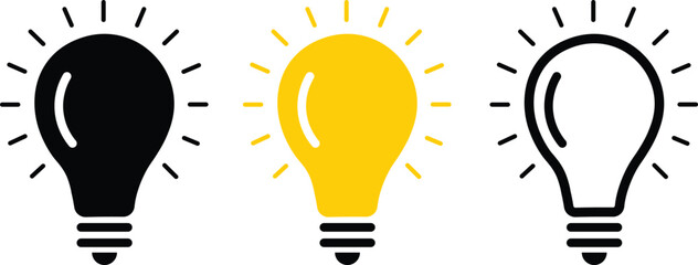 Free vector set of three light bulb represent effective business idea concept