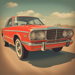 Obraz premium Retro old cars posters, Generative Ai