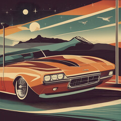 Retro old cars posters, Generative Ai