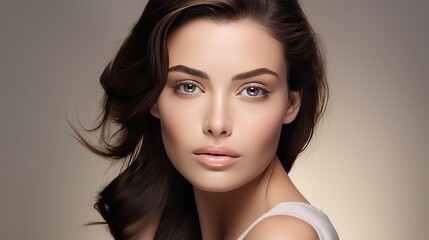 Naklejka premium Portrait of a woman, beautiful model for facial banner