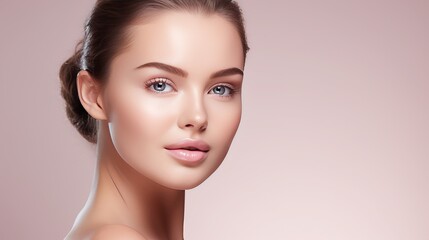Fototapeta premium Portrait of a woman, beautiful model for facial banner