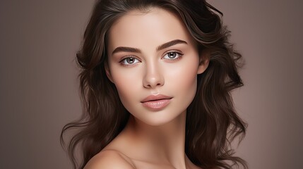 Naklejka premium Portrait of a woman, beautiful model for facial banner