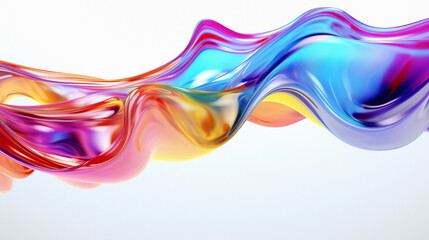 Multicolored paint splash on a white background. 3D conceptual illustration for digital art subject.