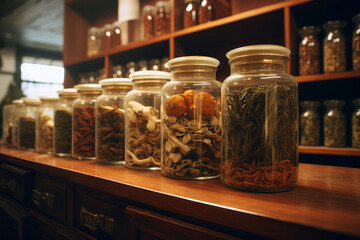 Medicinal herb healthy lifestyle chinese herbal medicine ginseng cordyceps sinensis - obrazy, fototapety, plakaty
