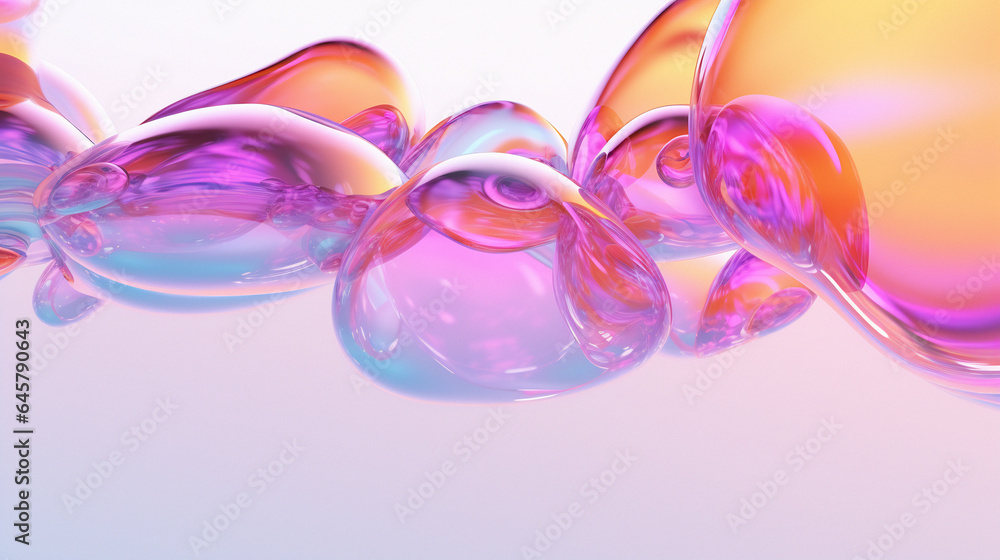 Poster 3d illustration of holographic surface made of glass with chromatic aberrations. iridescent abstract