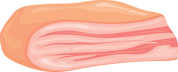 Raw bacon cartoon icon. Pork meat piece