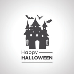 happy halloween icon with scary castle icon
