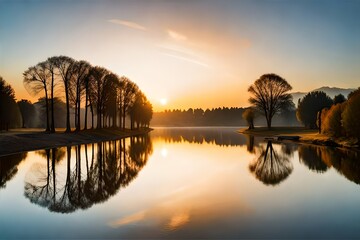 sunset on the lake